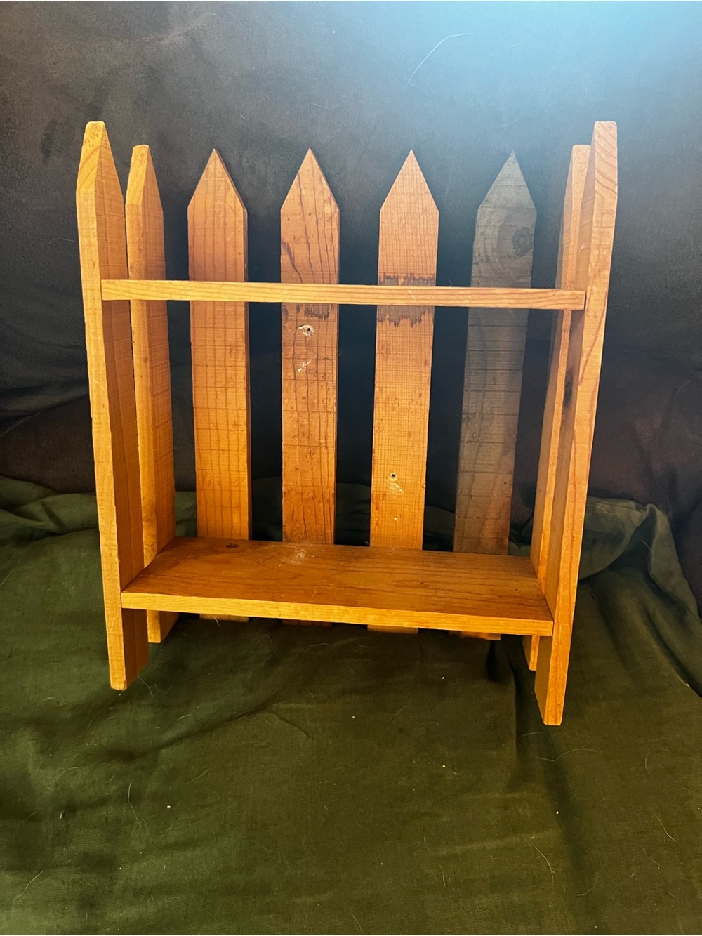 Wooden Picket Wall Shelf in Brown - Home Wall Decor
